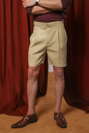 Sand Gurkha Chino Pleated Shorts