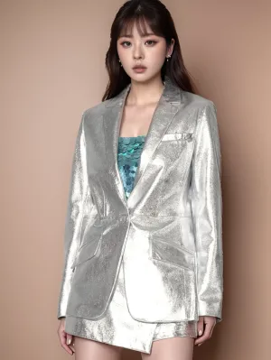 Satin Luxe Leather Blazer for Women