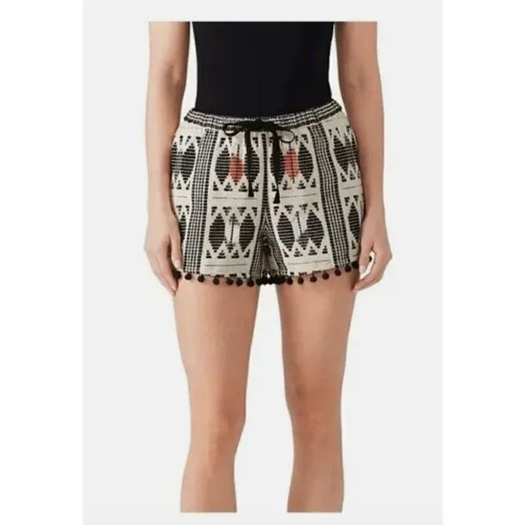 Saylor abstract black print cotton pull on shorts in XS