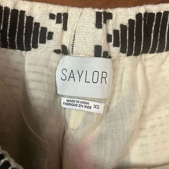 Saylor abstract black print cotton pull on shorts in XS