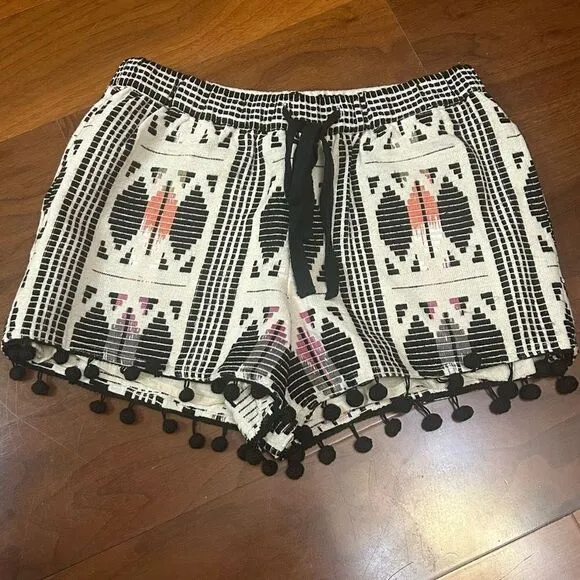 Saylor abstract black print cotton pull on shorts in XS