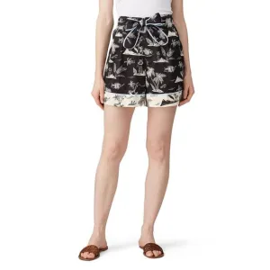 Scotch &amp; Soda Sz XS Black White Surf Beach Palm Tree Printed High Waist Shorts