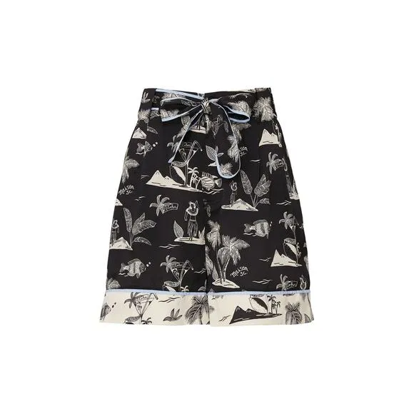 Scotch &amp; Soda Sz XS Black White Surf Beach Palm Tree Printed High Waist Shorts