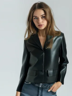 Semi-Casual Chic Leather Blazer for Women