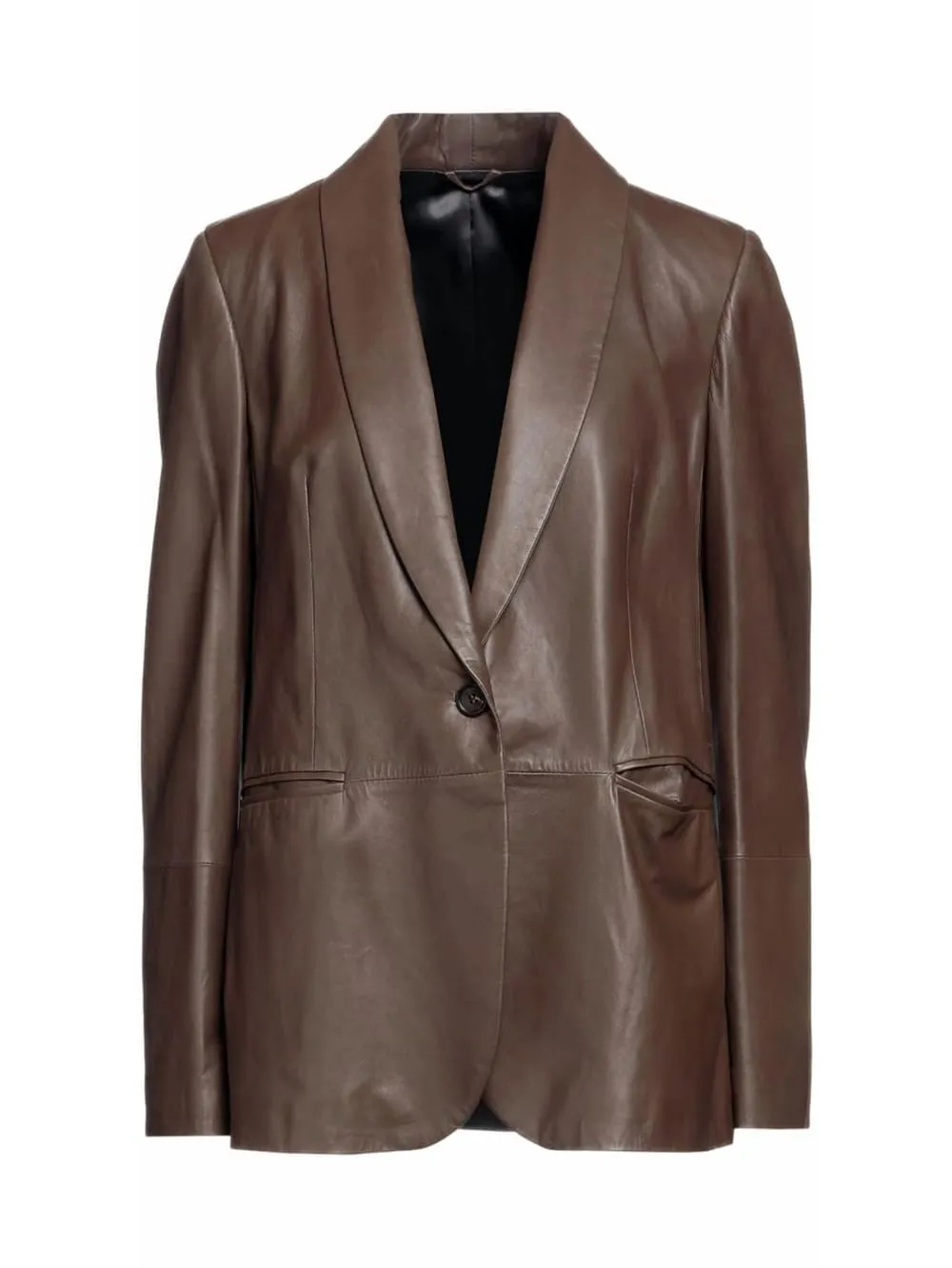 Shawl Collar Opulence Leather Blazer for Women