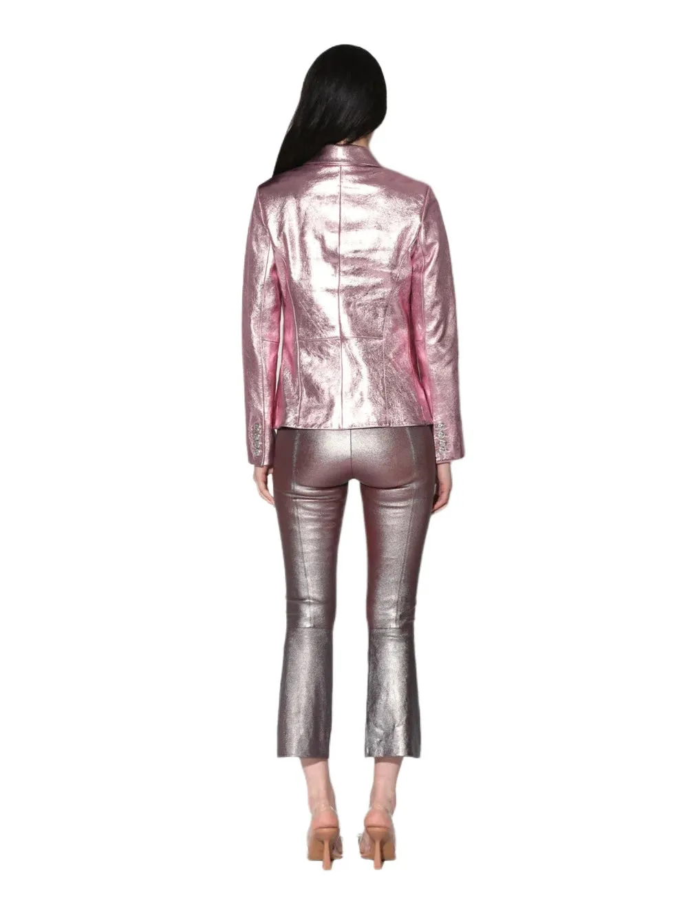 Shimmer Luxe Leather Blazer for Women