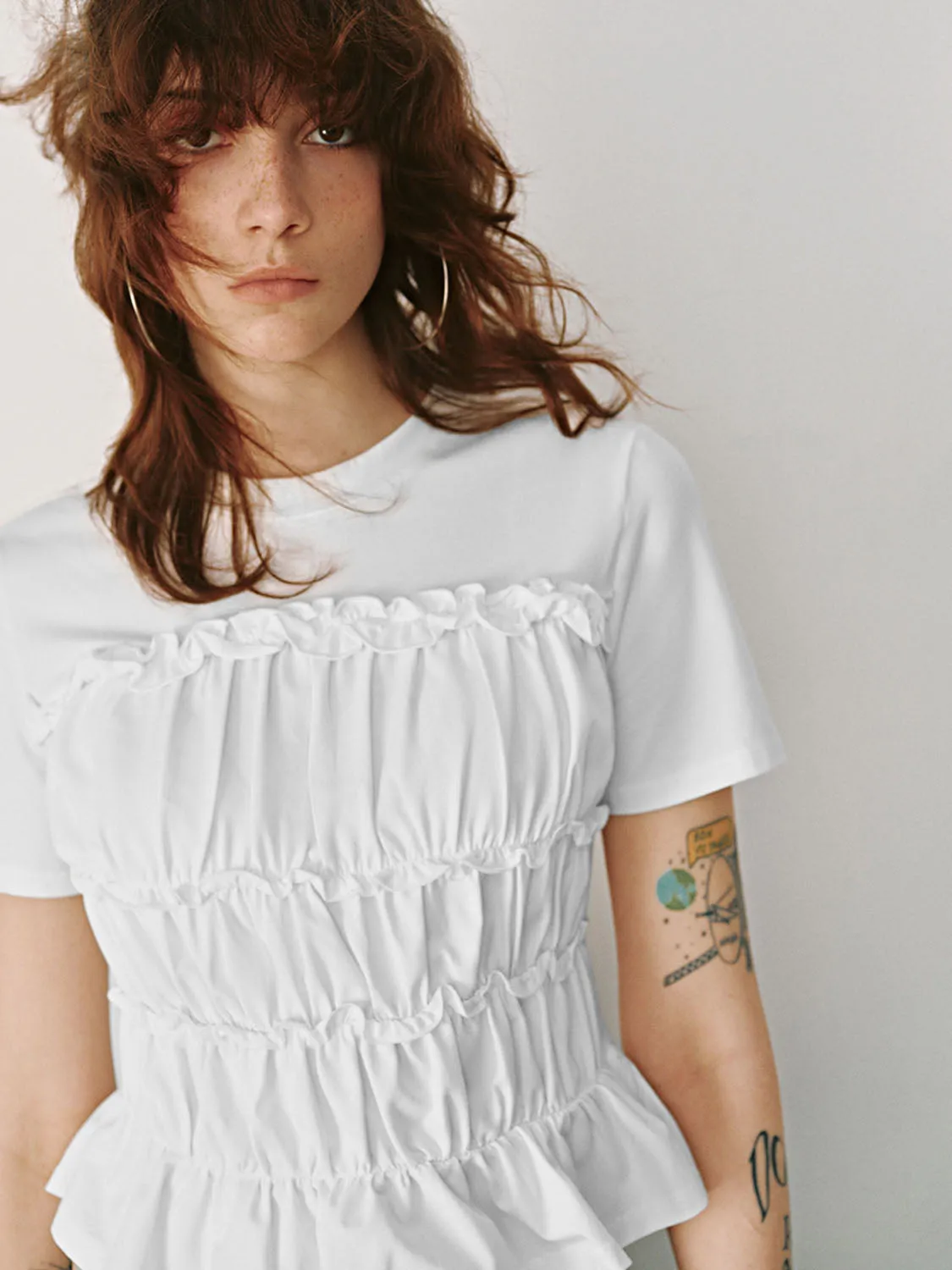 Shirred Corset Waist T-Shirts