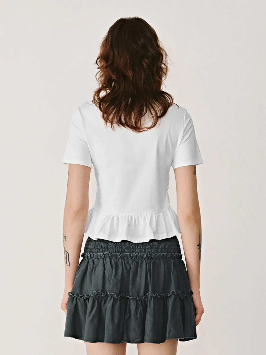 Shirred Corset Waist T-Shirts