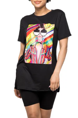SIDE SLITS PATCH TOP&BIKE SHORT SET-SUNGLASS(ST5000) <Bundle>