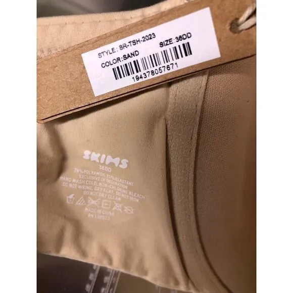 Skims Fits Everybody T Shirt Bra Underwired Lightly Lined Cream Sand NWT 36DD