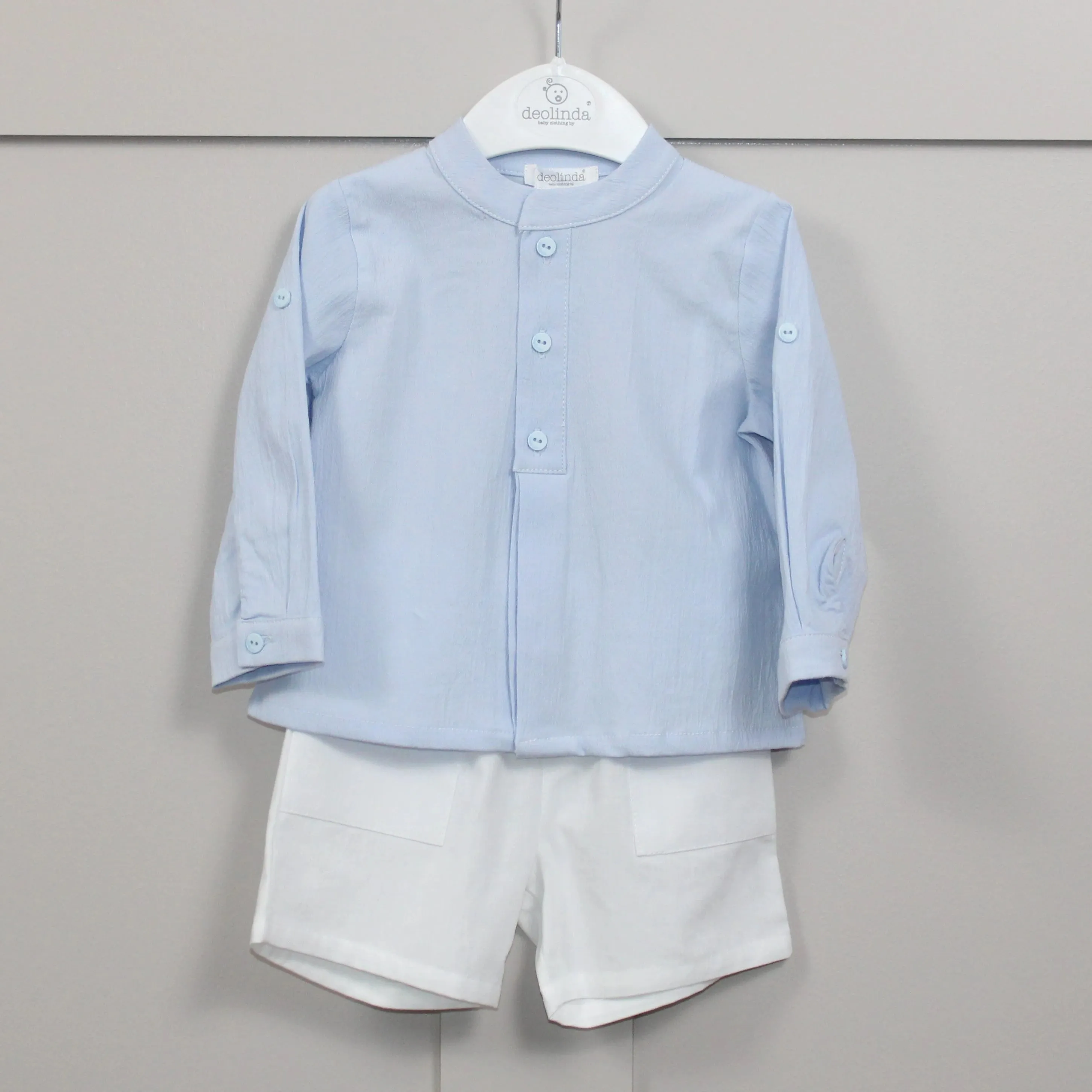 Sky Grandad Shirt and Shorts