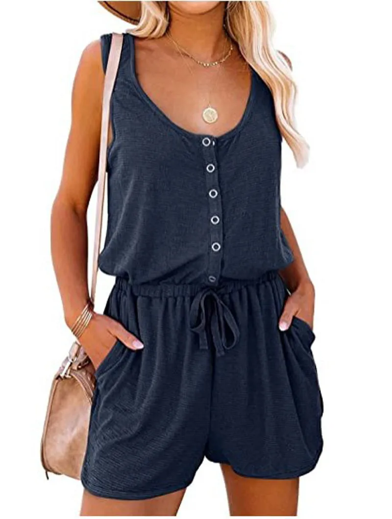 Sleeveless Button Down Shorts Set