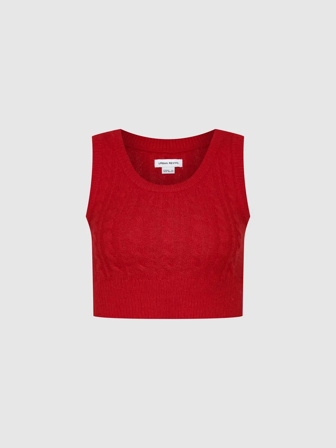 Sleeveless Cable Knitted T-Shirts