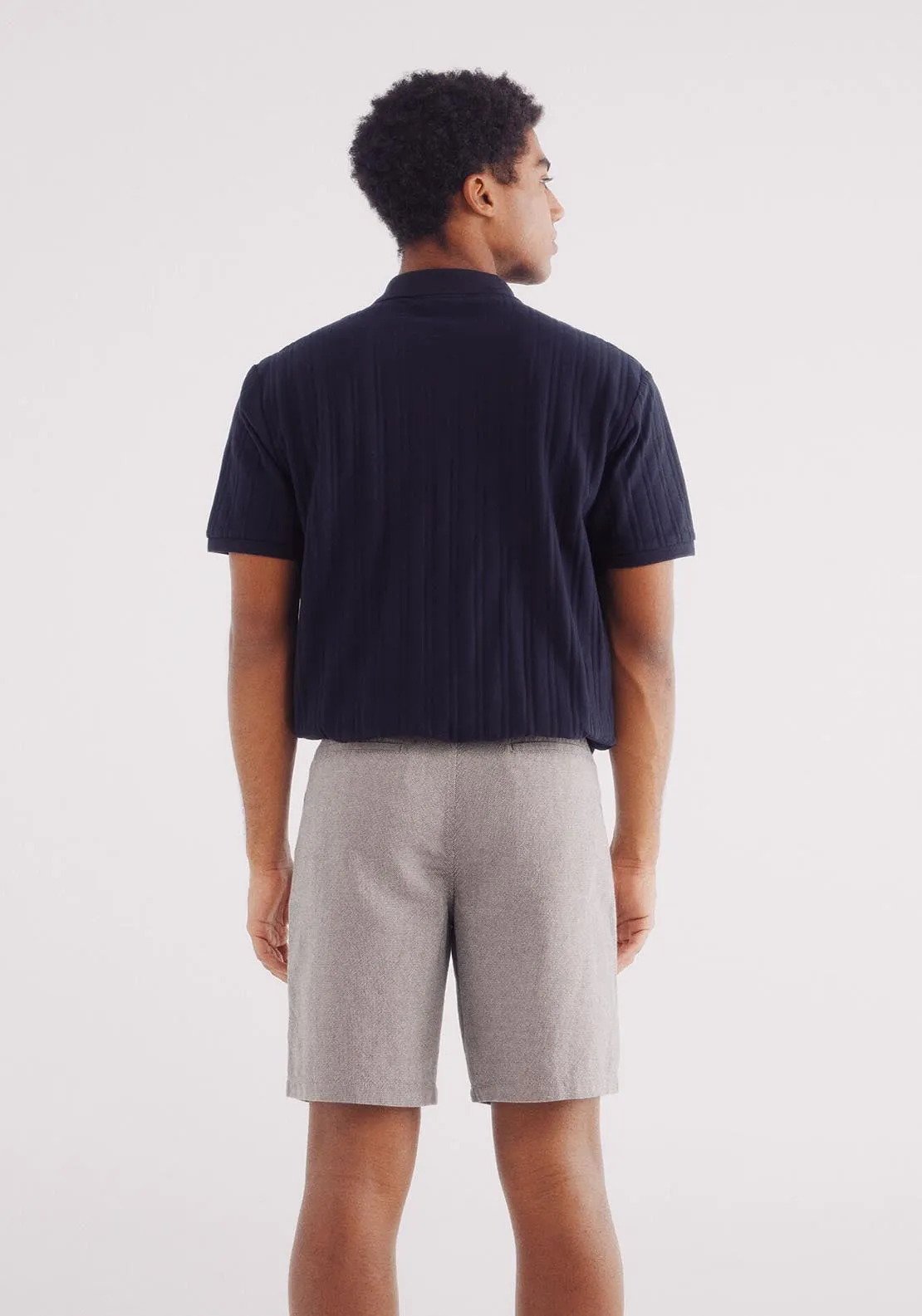 Slim Fit Colored Structured Bermuda Shorts - Sand