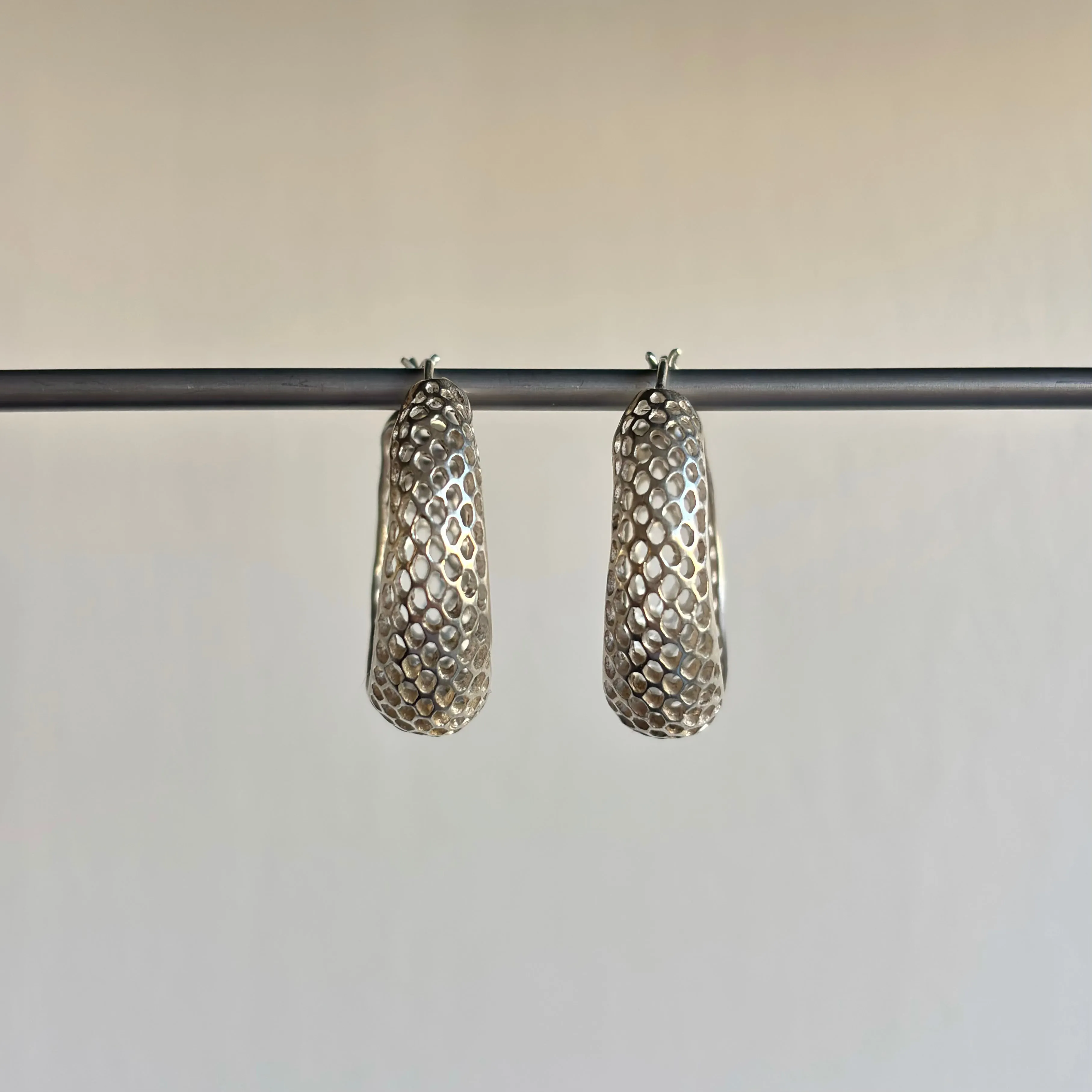 Small Round Silver Snakeskin Hoop Earrings
