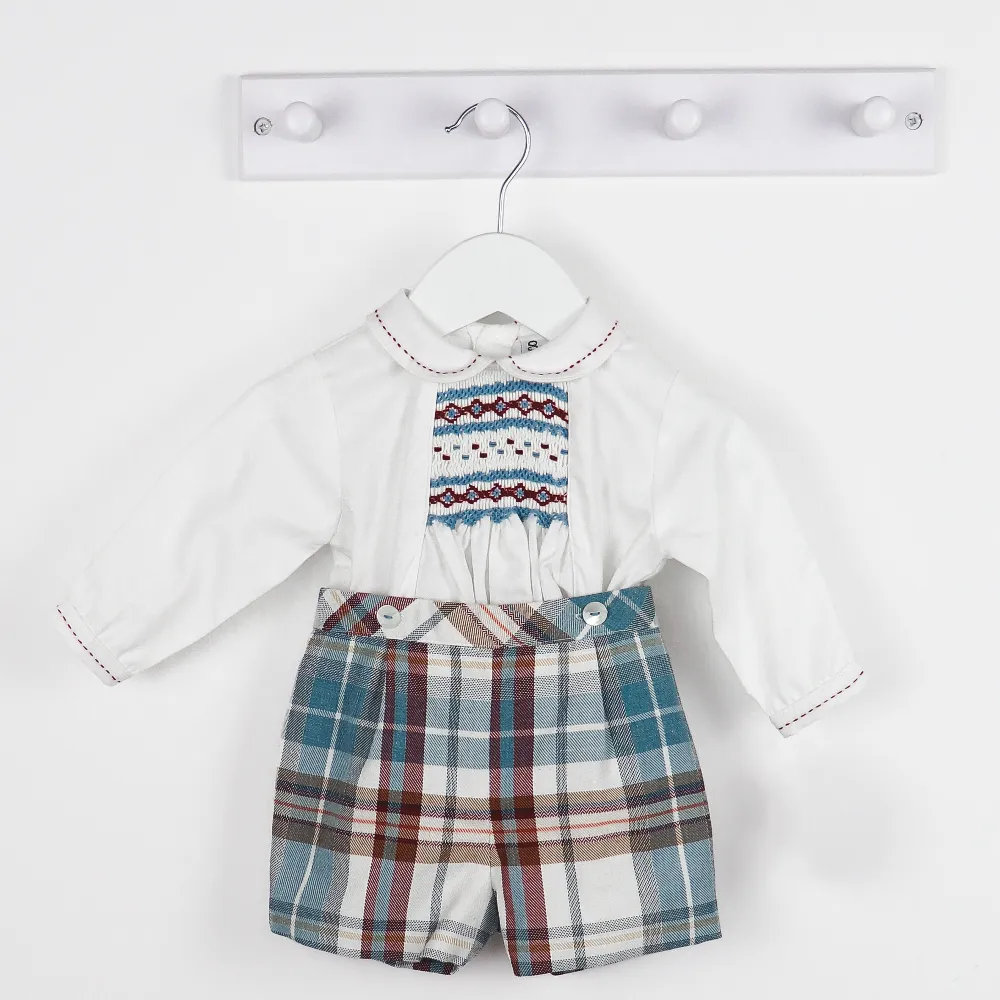 Smocked Sarah Louise Boys Shirt & Short Set
