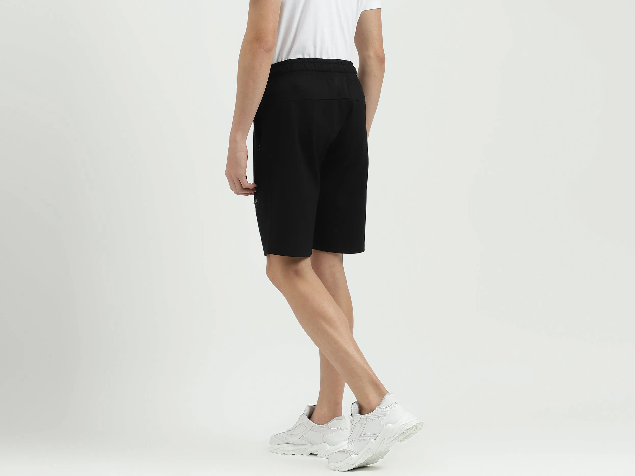 Solid Regular Fit Mid Waist Shorts