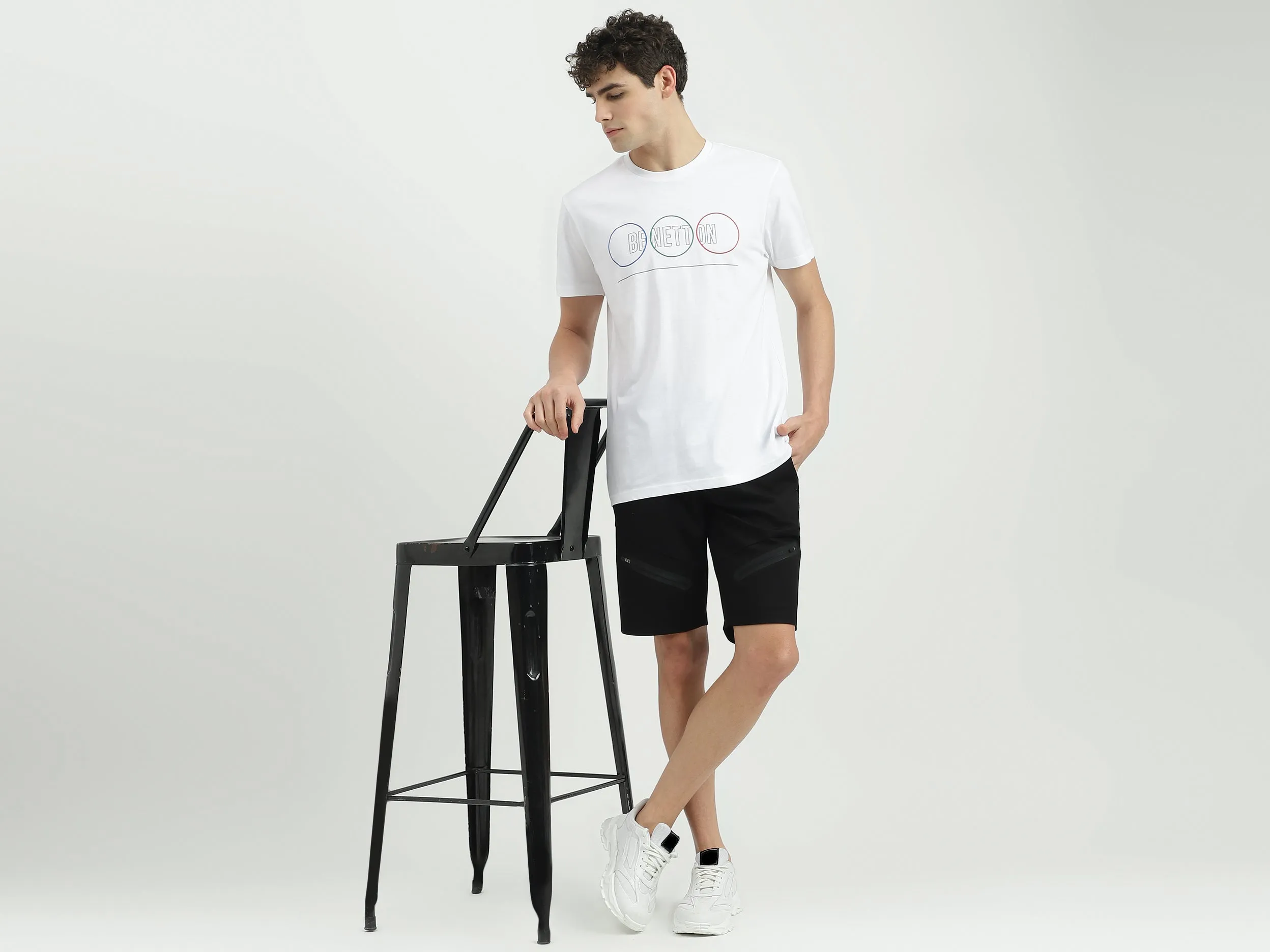Solid Regular Fit Mid Waist Shorts