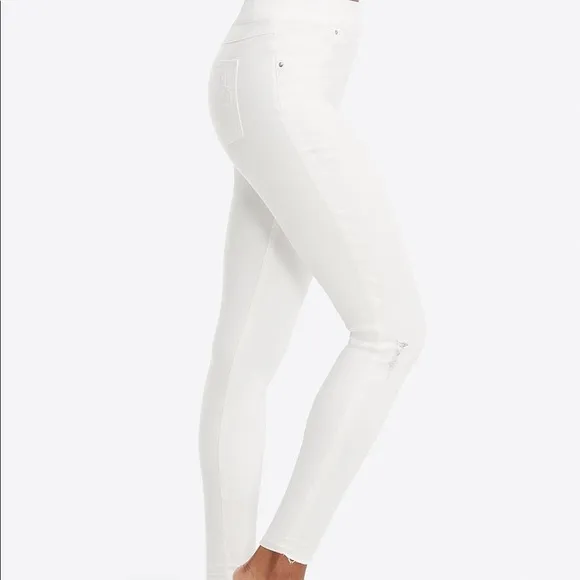 SPANX- Distressed Ankle Skinny Jeans White