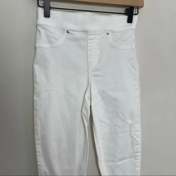 SPANX- Distressed Ankle Skinny Jeans White