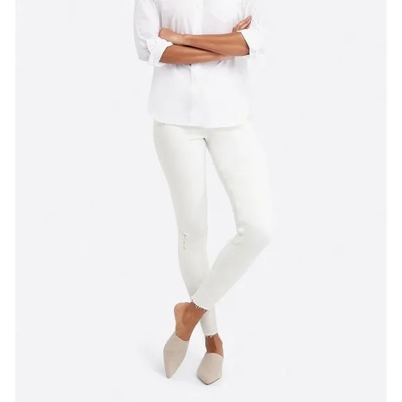SPANX- Distressed Ankle Skinny Jeans White