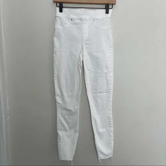 SPANX- Distressed Ankle Skinny Jeans White