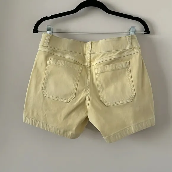 Spanx Stretch Twill Yellow High Rise Shorts High Waisted Shapewear Size Small 4”