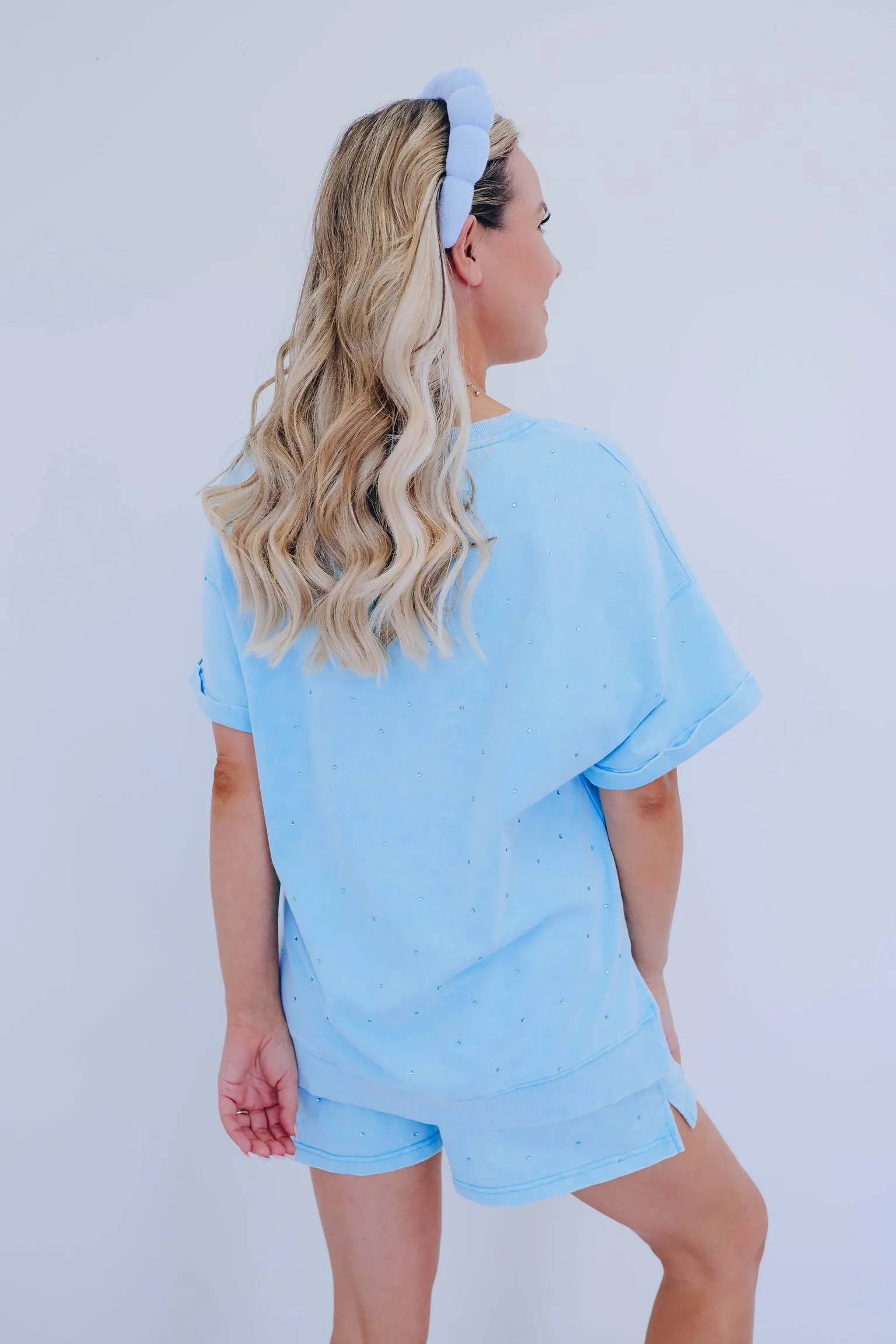 Sparkle On V-Neck Top - Blue