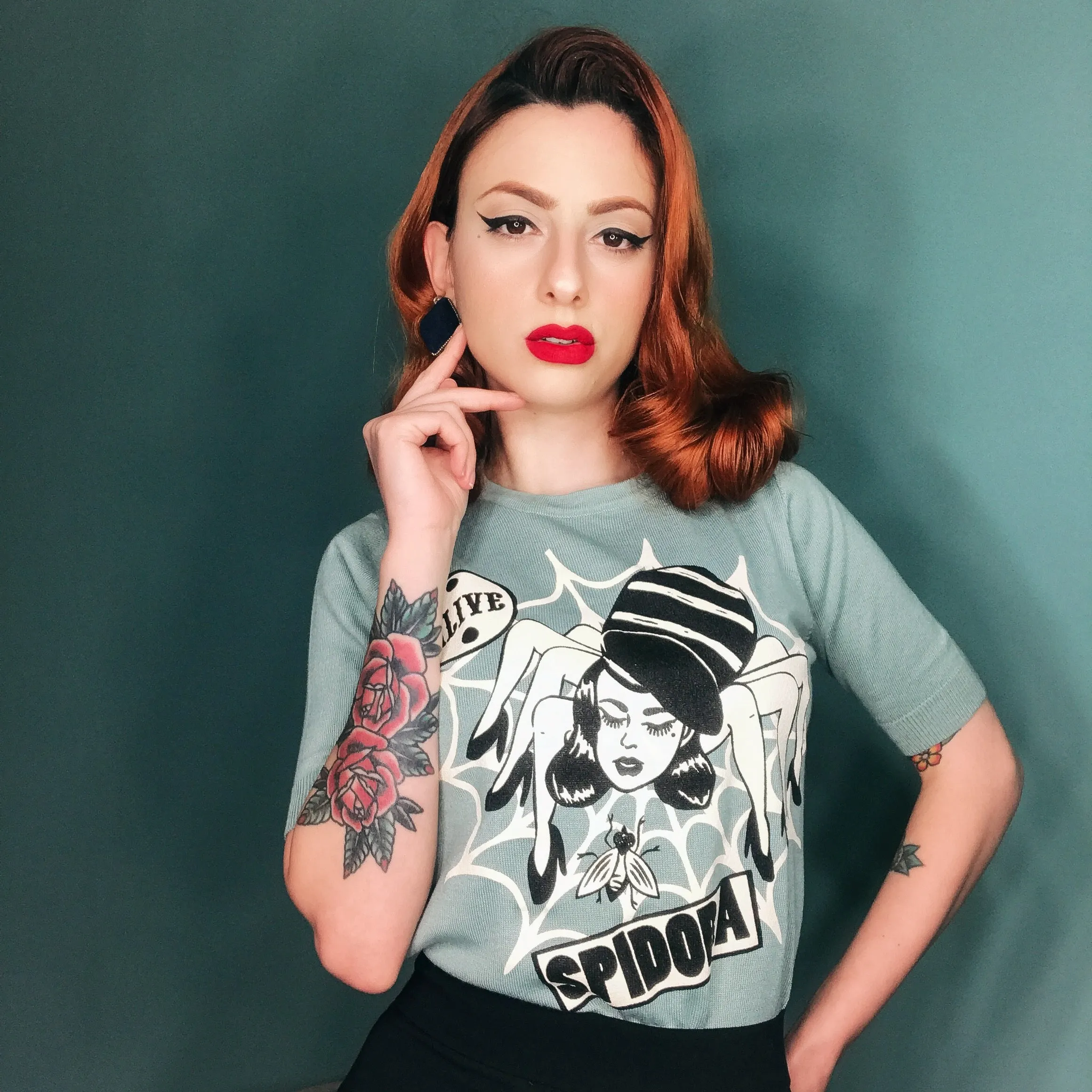 SPIDORA HALF SLEEVE SWEATER *JADE