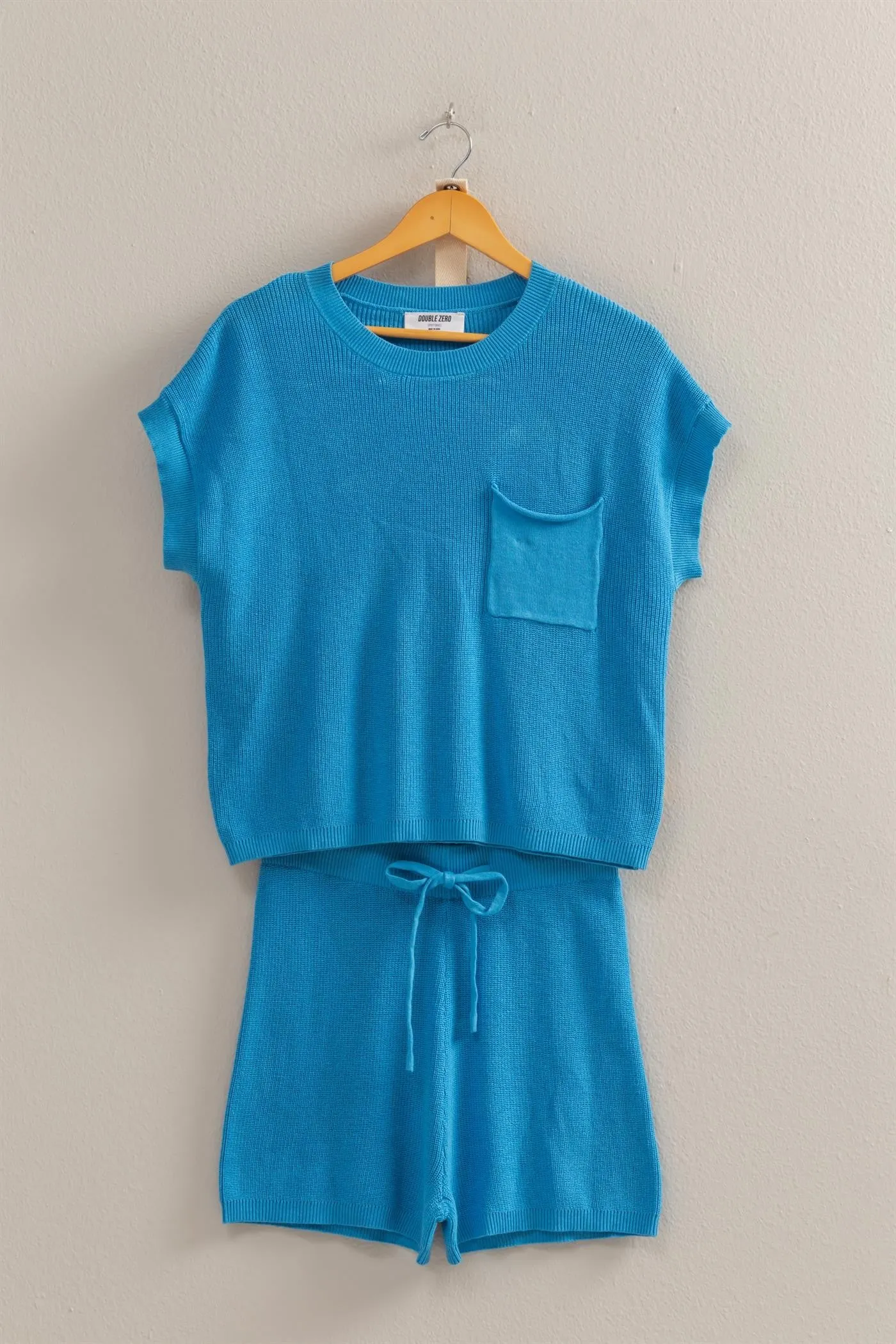 Stacie- Short Sleeve Sweater Set with Shorts