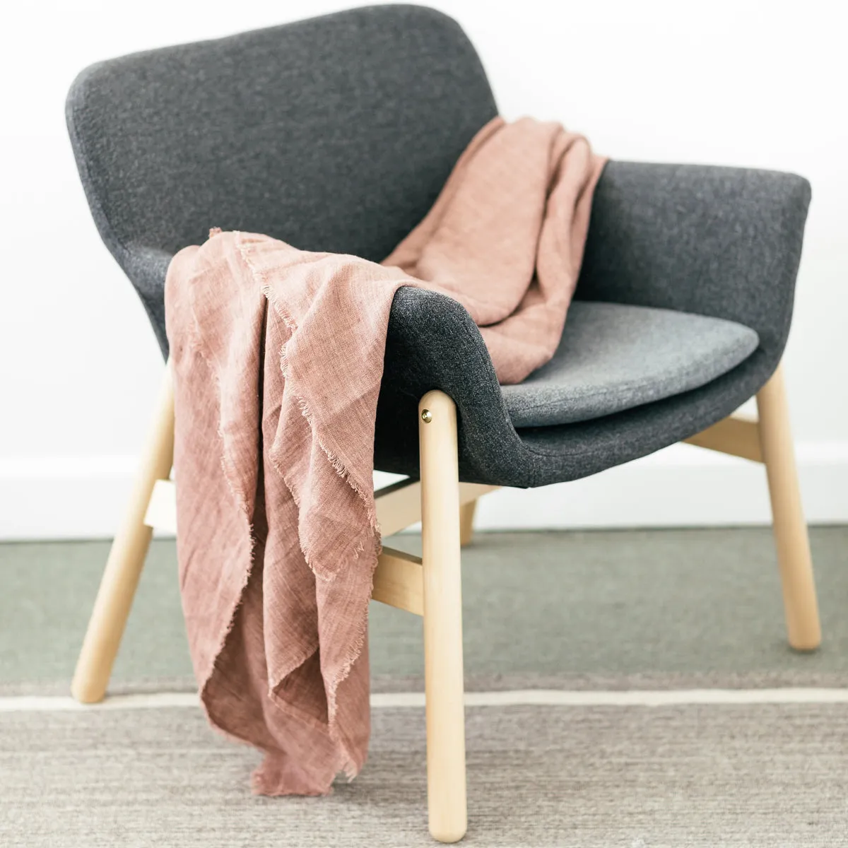 Stone Washed Linen Blanket Handcrafted