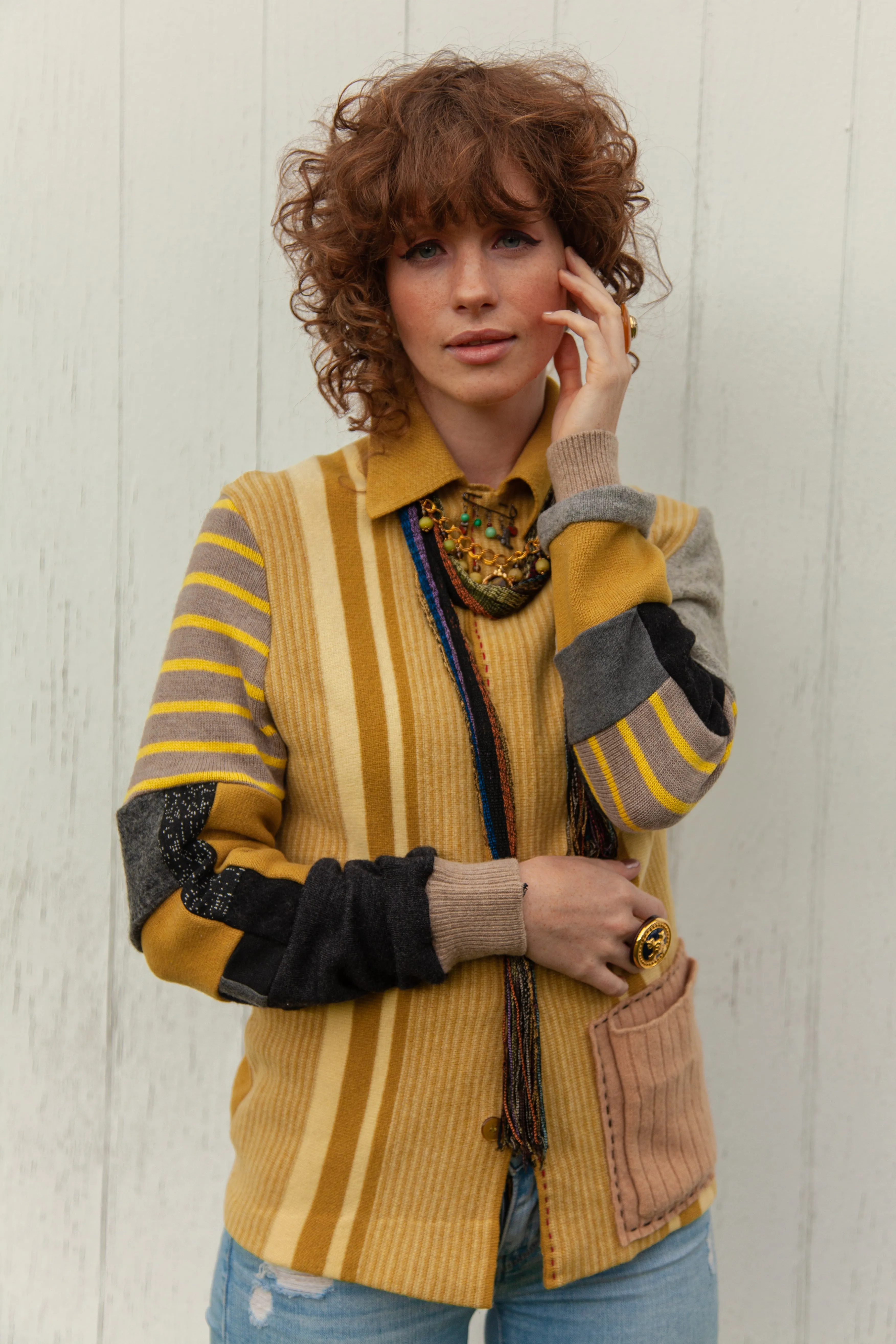 Storm-Cloud Ochre Reworked Cardigan