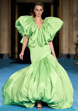 Structured Bubble Gown in Pear Moire