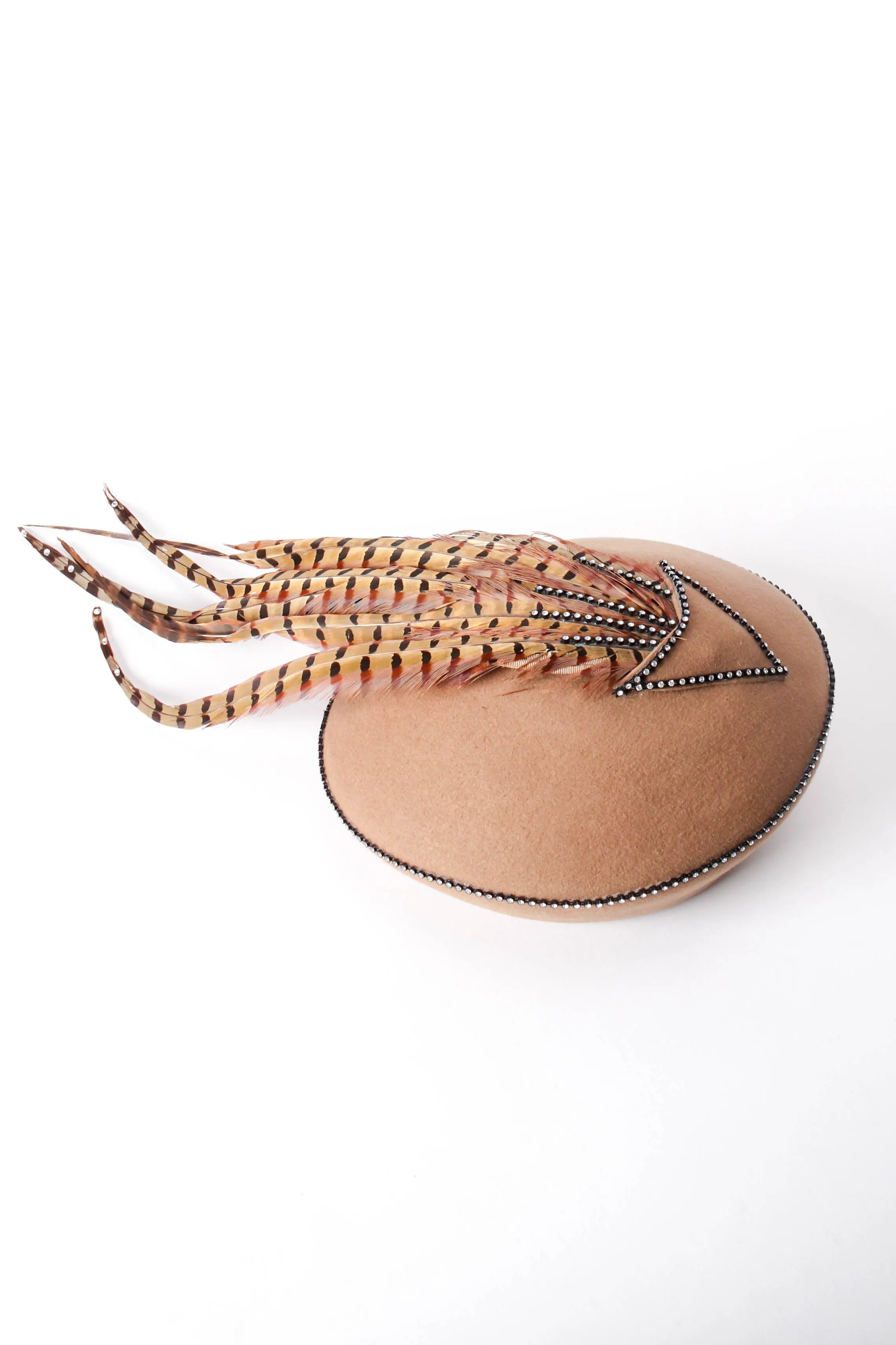 Structured Feather-Draped Beret