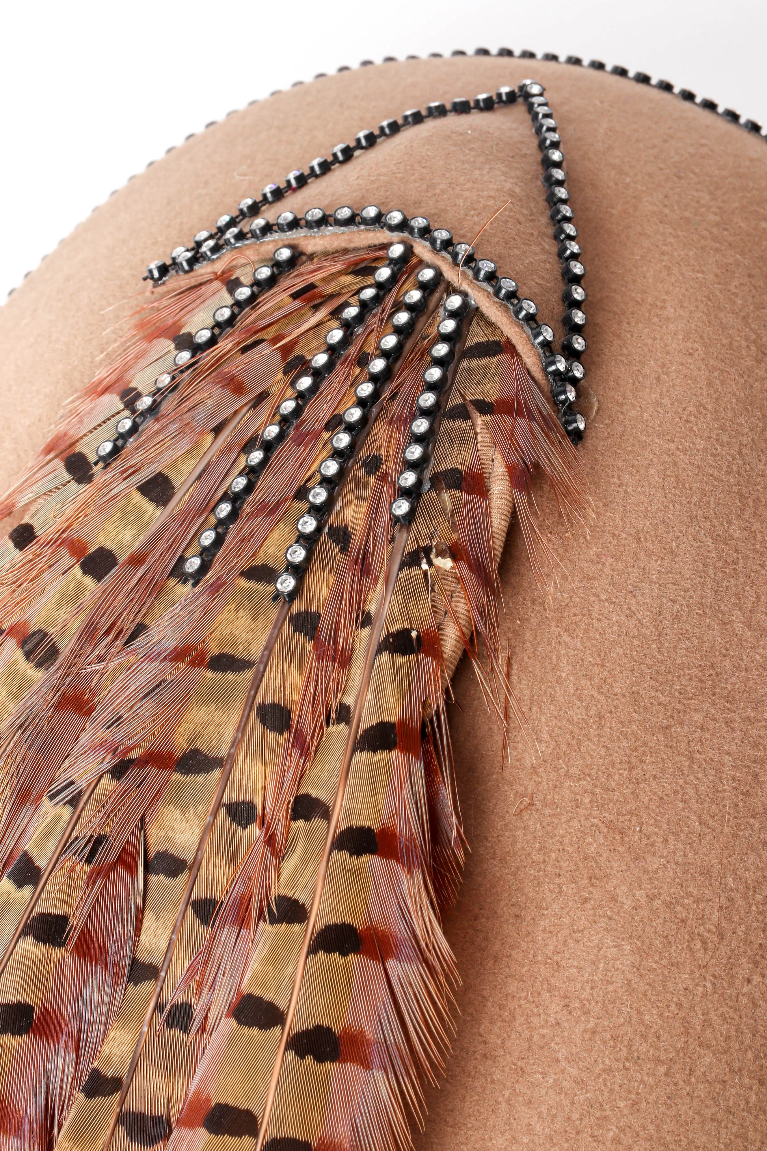 Structured Feather-Draped Beret