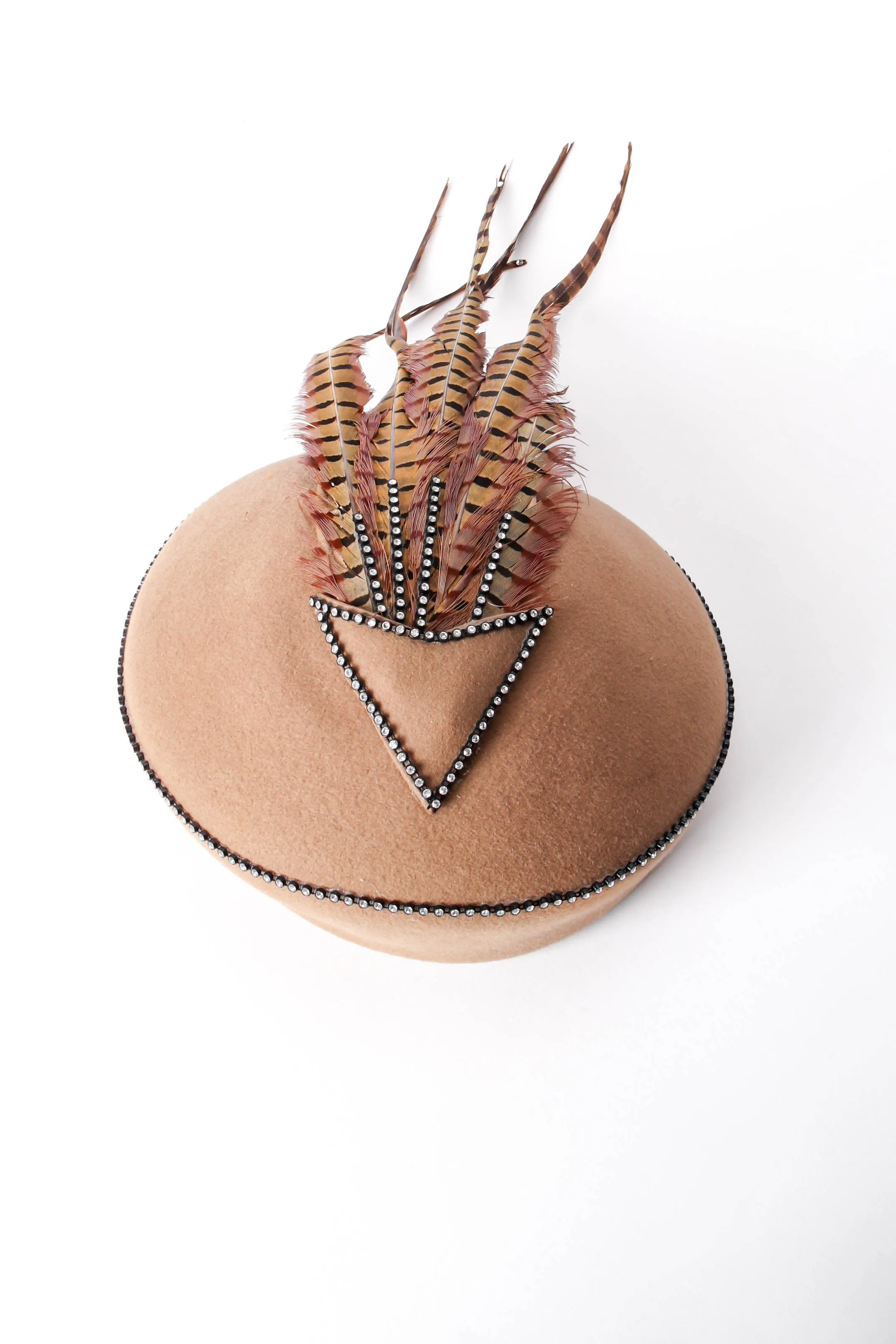 Structured Feather-Draped Beret