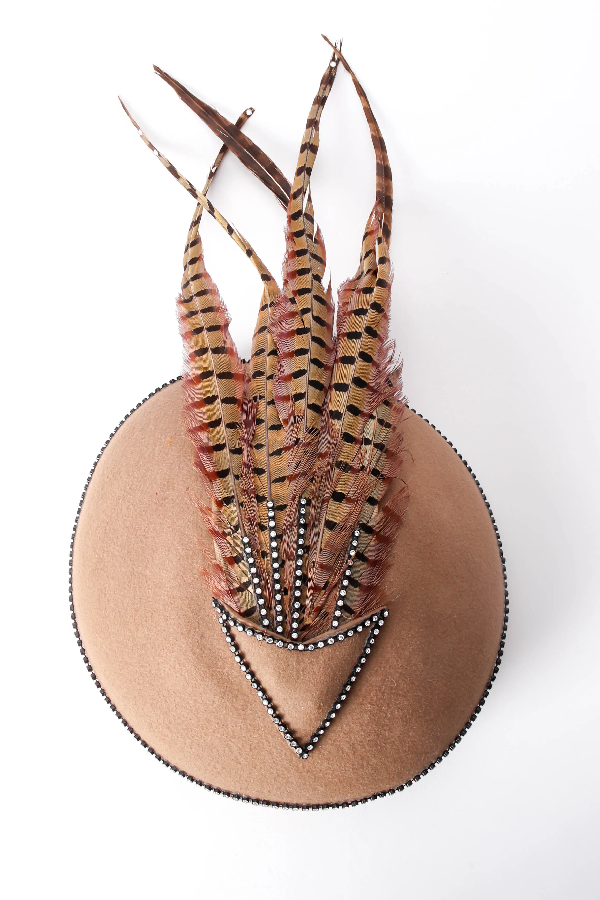 Structured Feather-Draped Beret