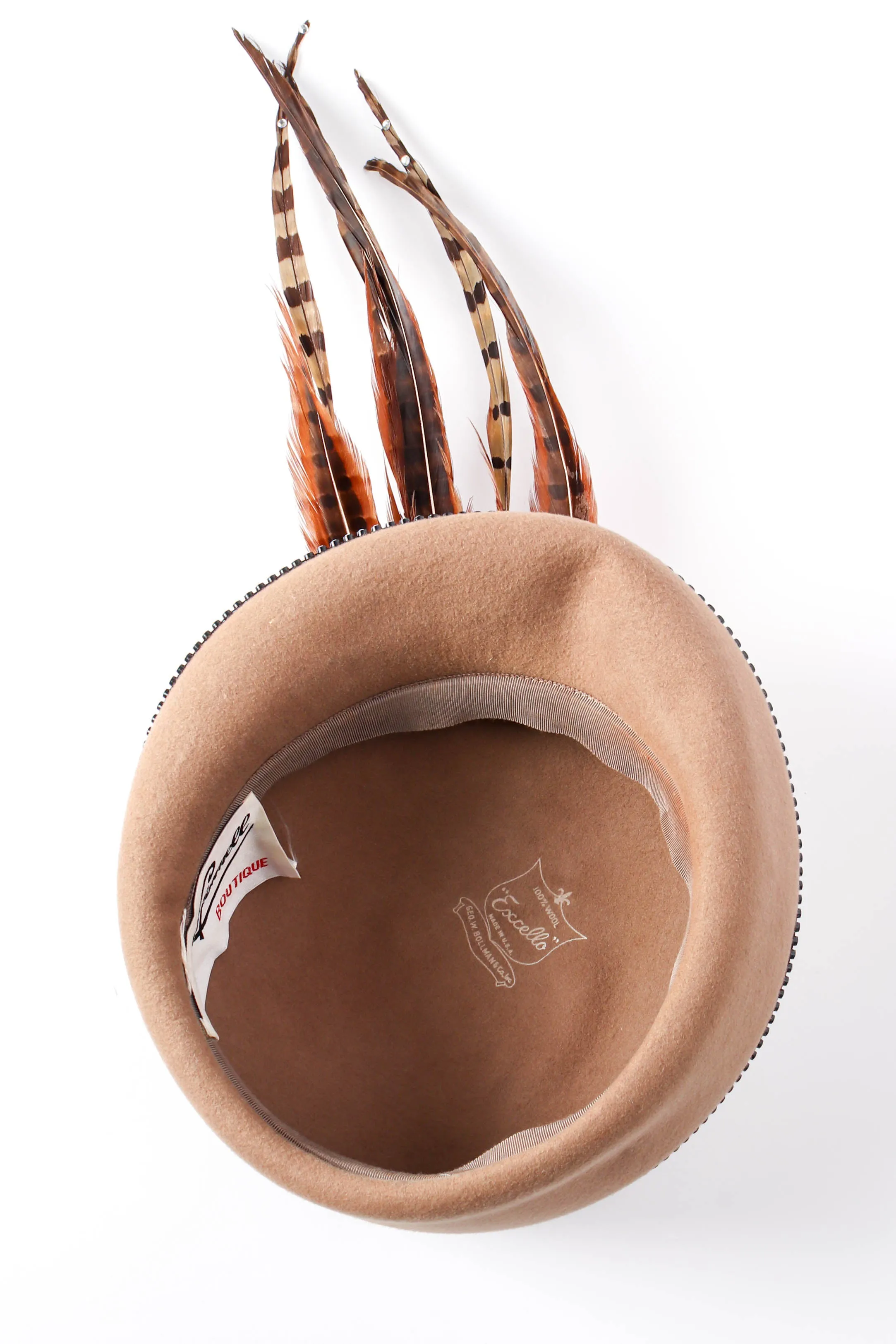Structured Feather-Draped Beret
