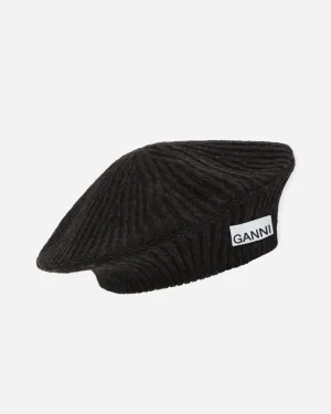 Structured Rib Beret - Black Melange