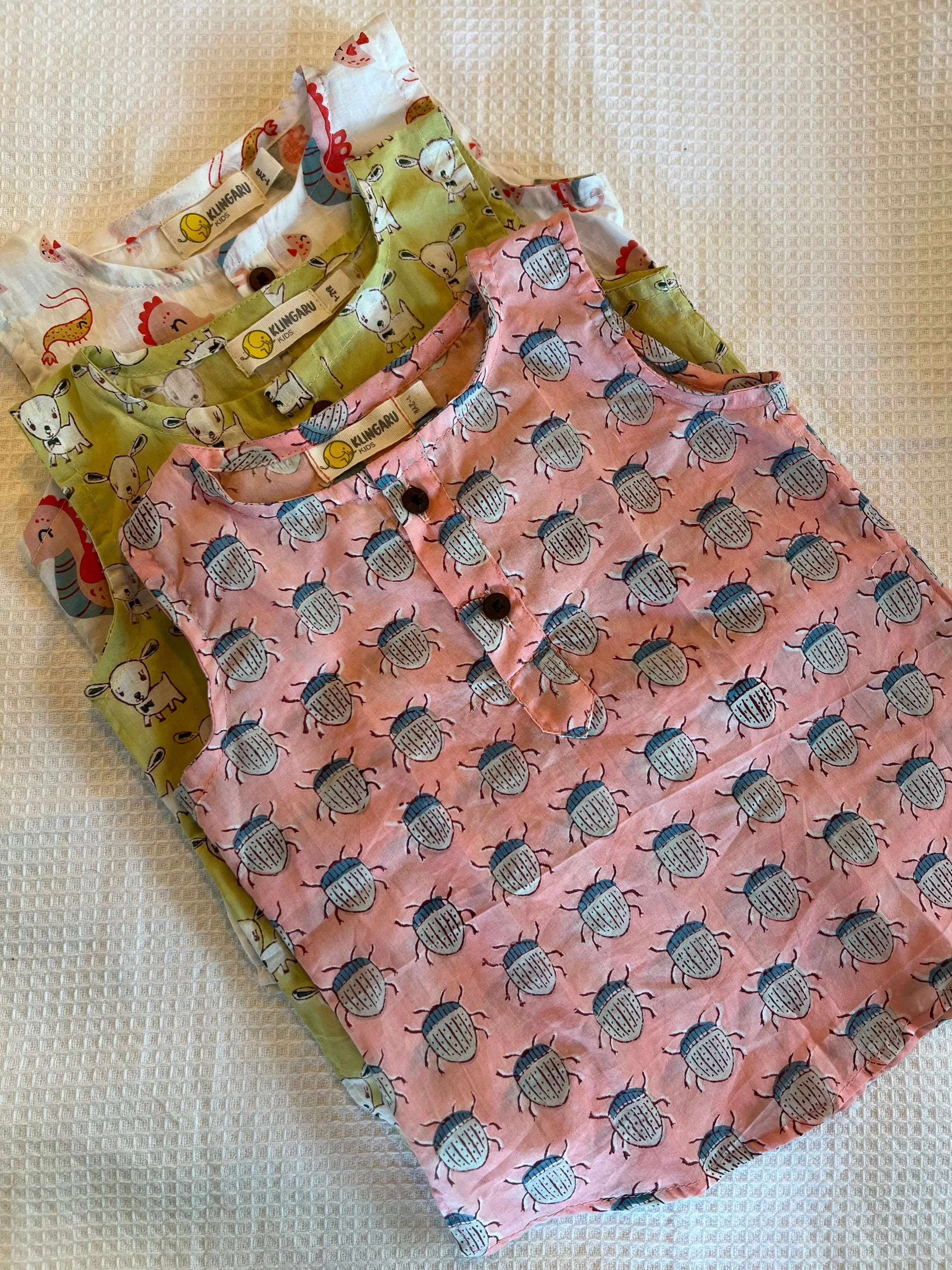 Summer Sleeveless Unisex Short Kurtas- Multiple Prints