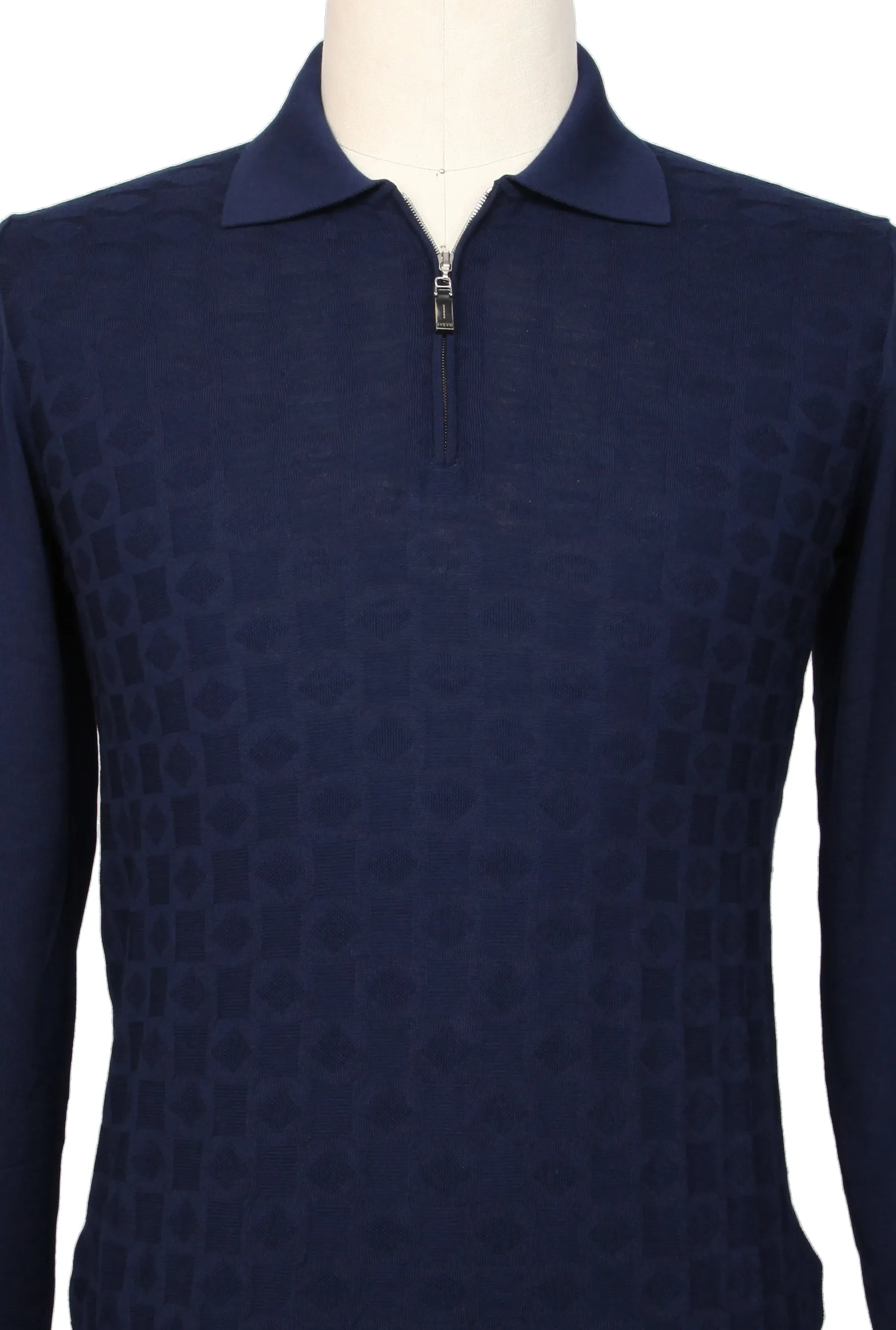 Svevo Parma Dark Blue 1/4 Zip Polo Sweater
