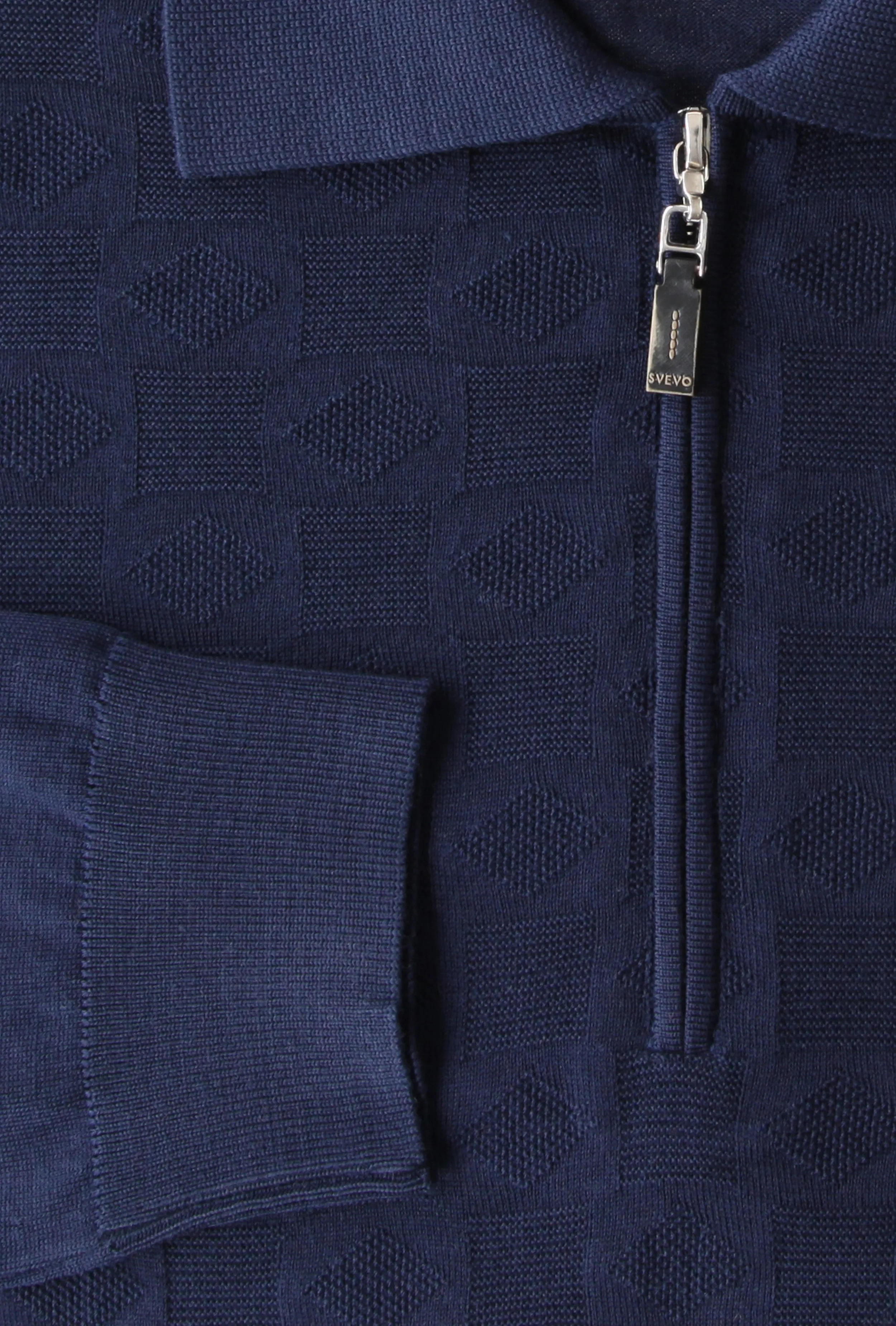 Svevo Parma Dark Blue 1/4 Zip Polo Sweater