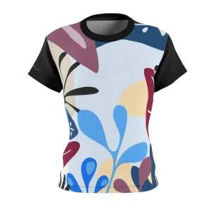 T-Shirt, Black Light Blue Foliage