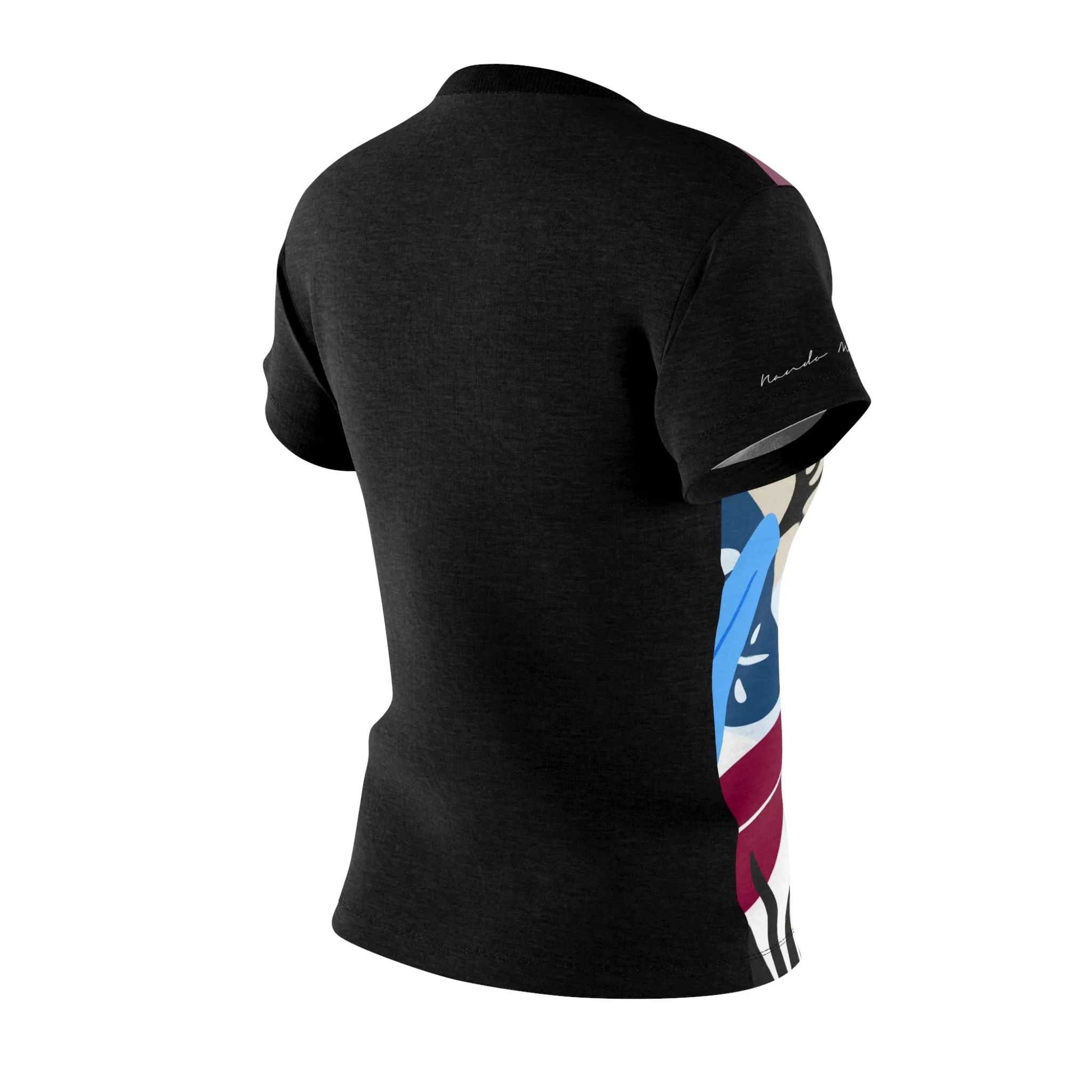 T-Shirt, Black Light Blue Foliage