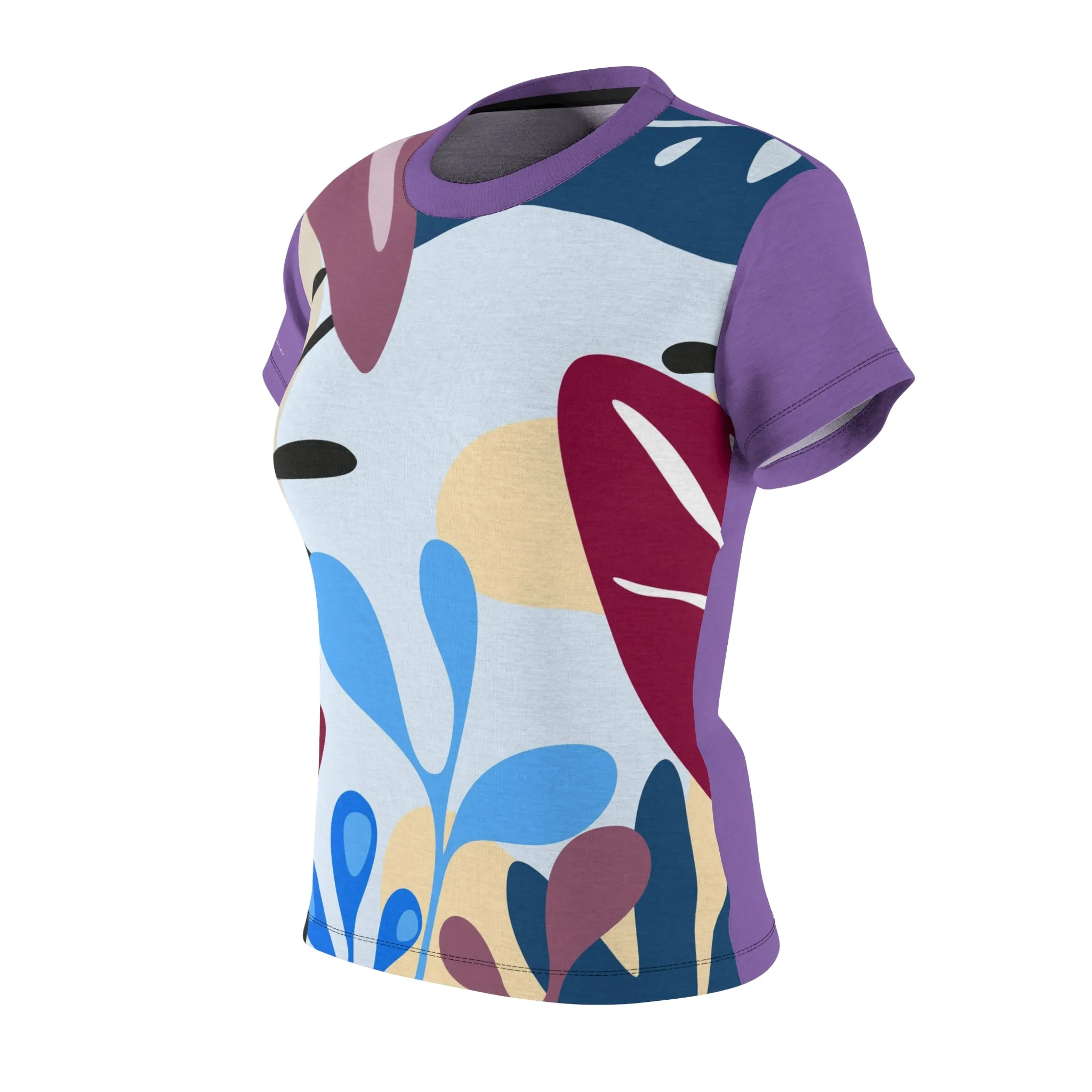 T-Shirt, Light Purple Blue Foliage