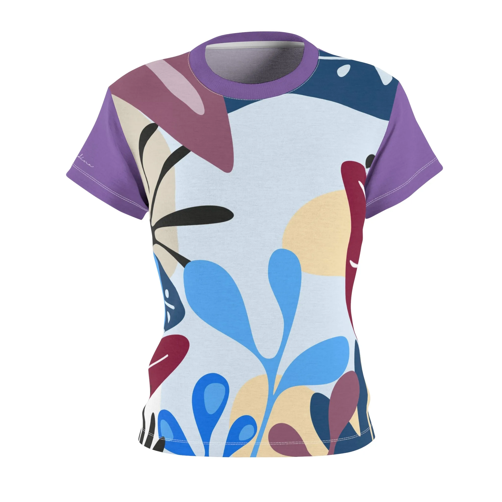 T-Shirt, Light Purple Blue Foliage