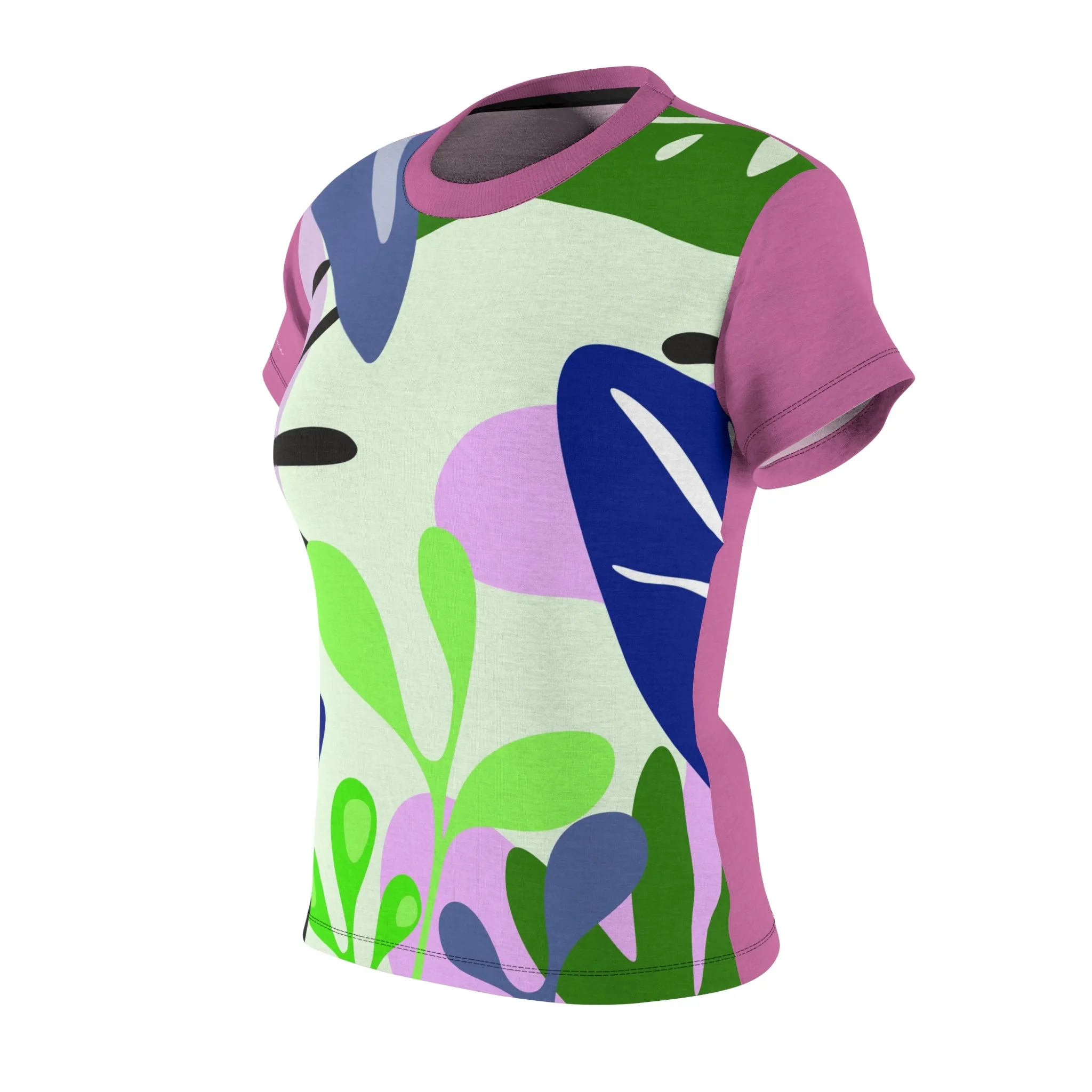 T-Shirt, Pink Light Green Foliage