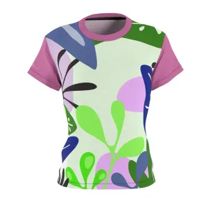 T-Shirt, Pink Light Green Foliage