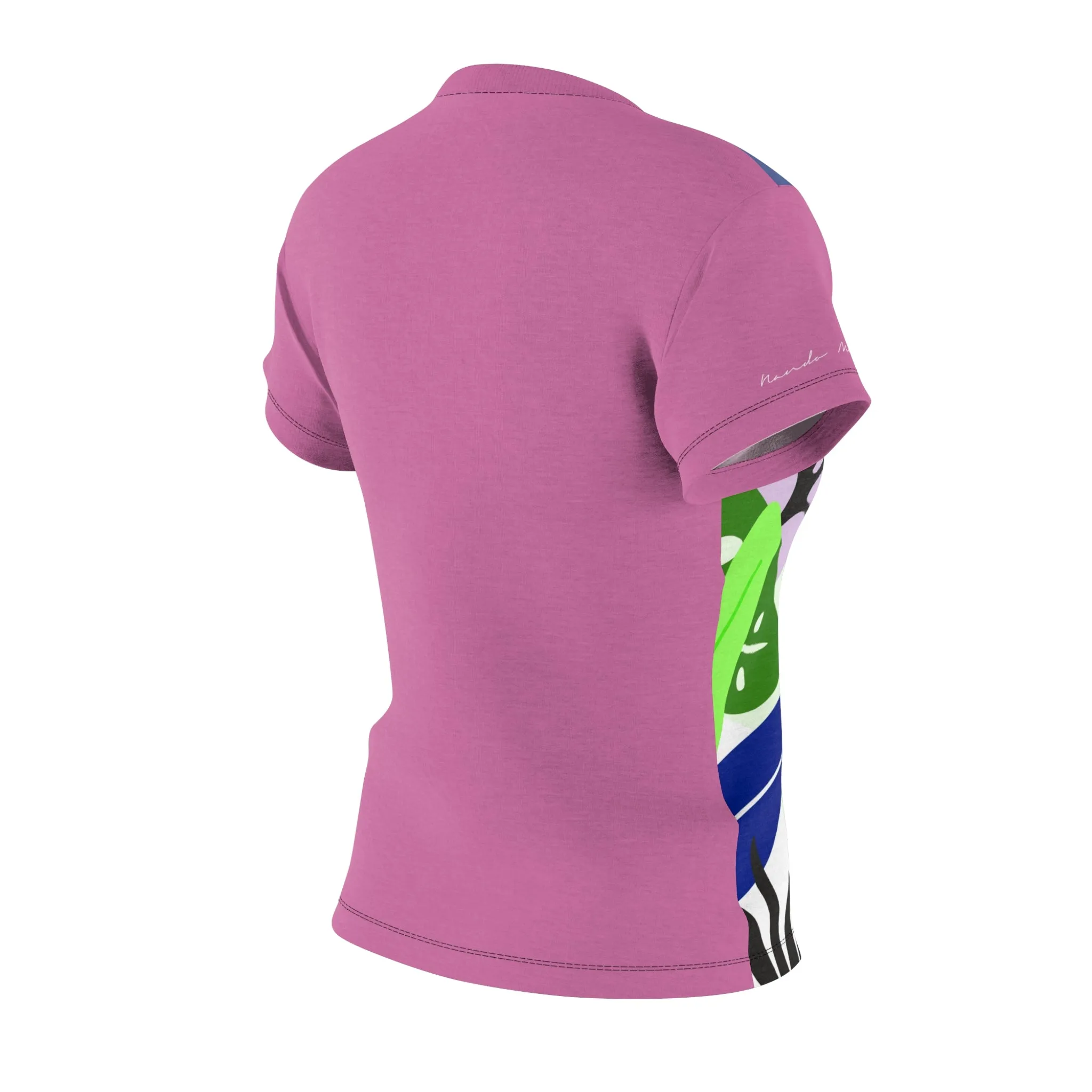 T-Shirt, Pink Light Green Foliage