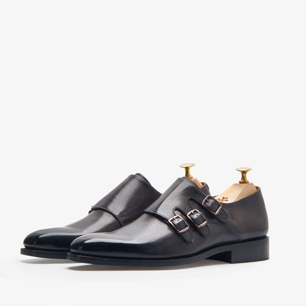 Tallin Smoked Grey Triple Monk Shoes